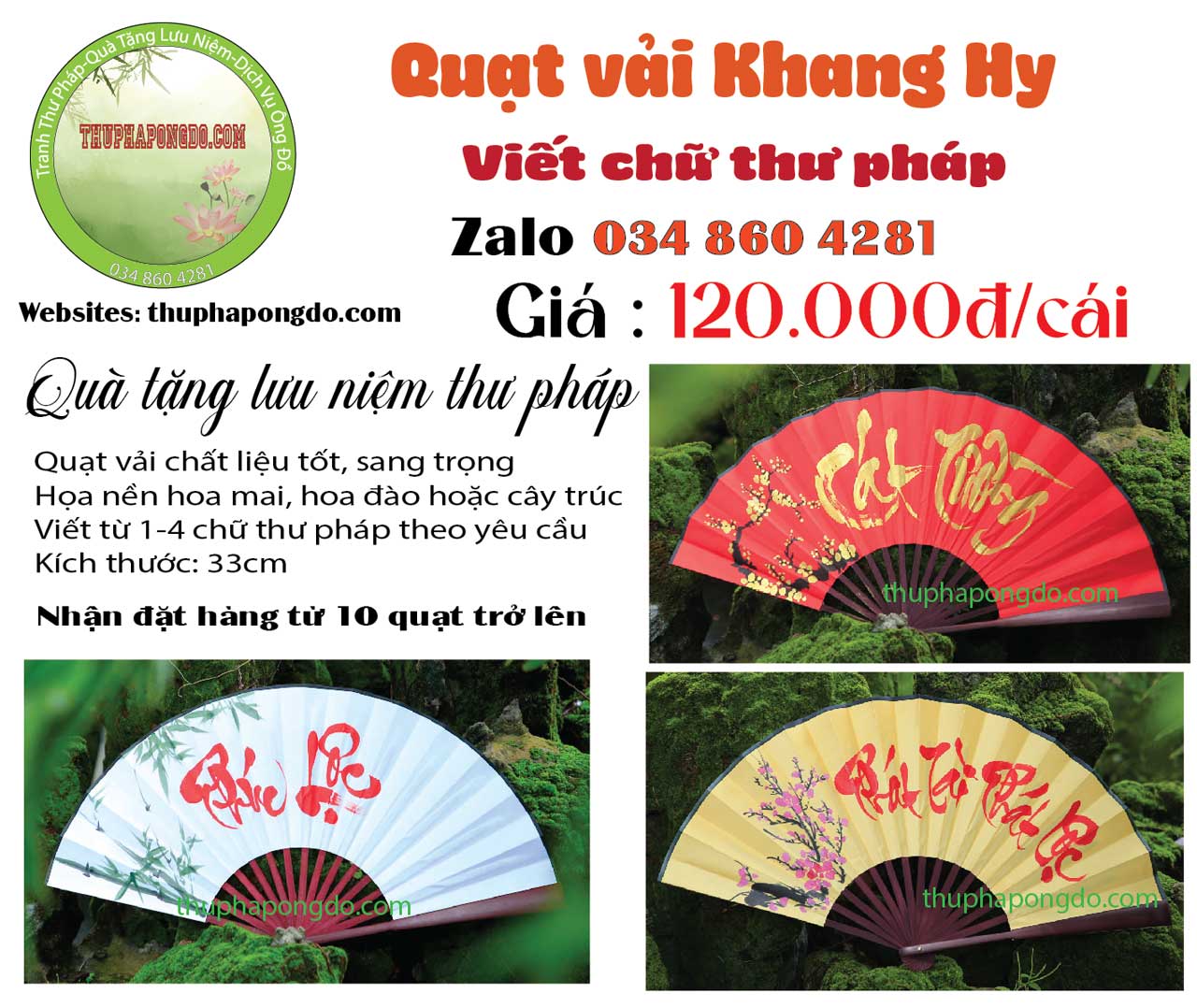 Quạt vải viết chữ thư pháp quat-viet-chu-thu-phap