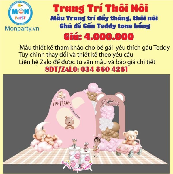 trang-tri-thoi-noi-be-gai-chu-de-gau-teddy-tone-hong