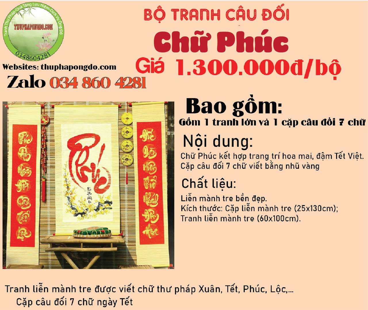 Chữ Phúc thư pháp cau-doi-trang-tri-tet-xuan-binh-ngo-2026