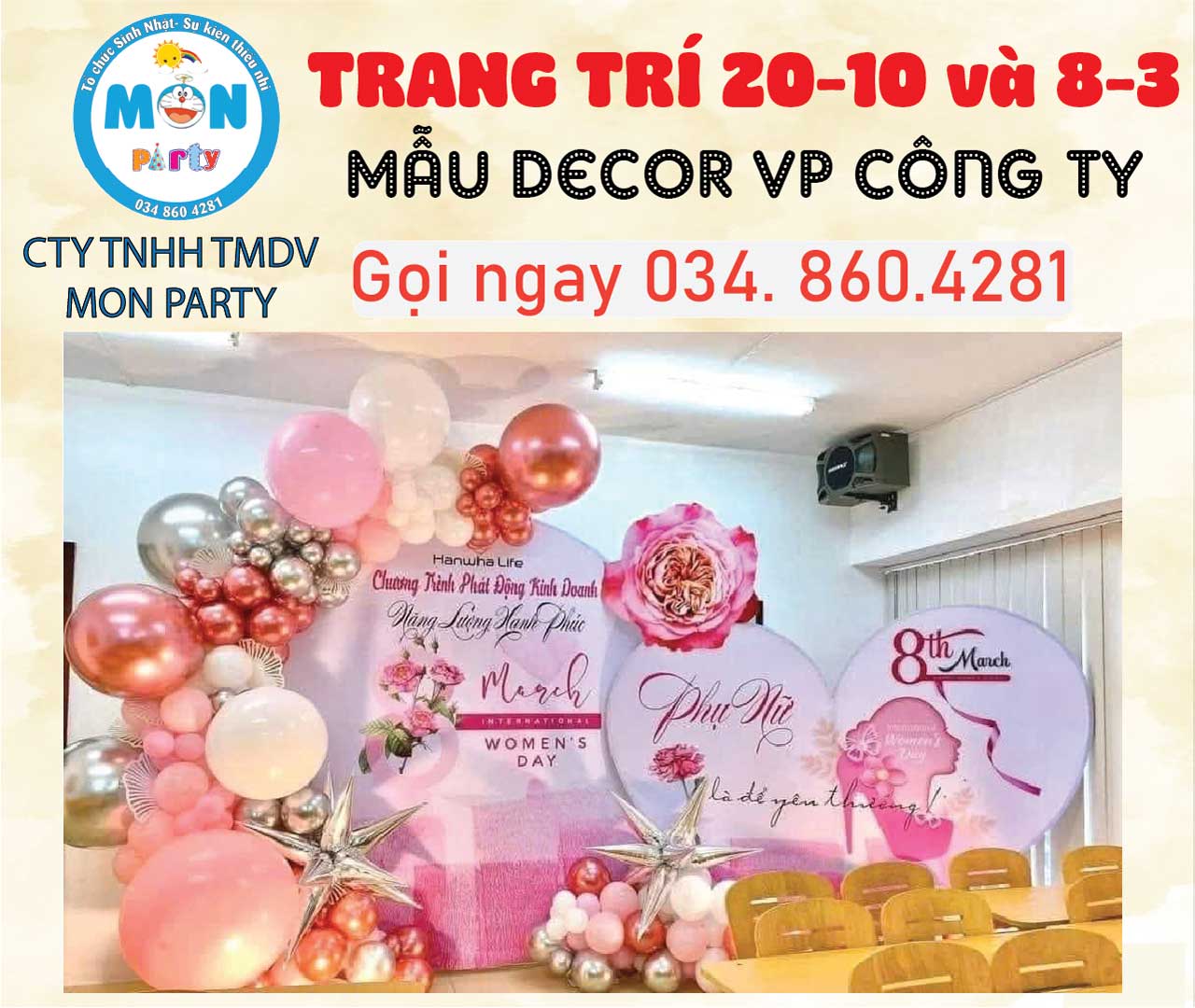 Giá trang trí ngày quốc tế phụ nữ mau-backdrop-ngay-8-3-ngan-hang-tone-hong