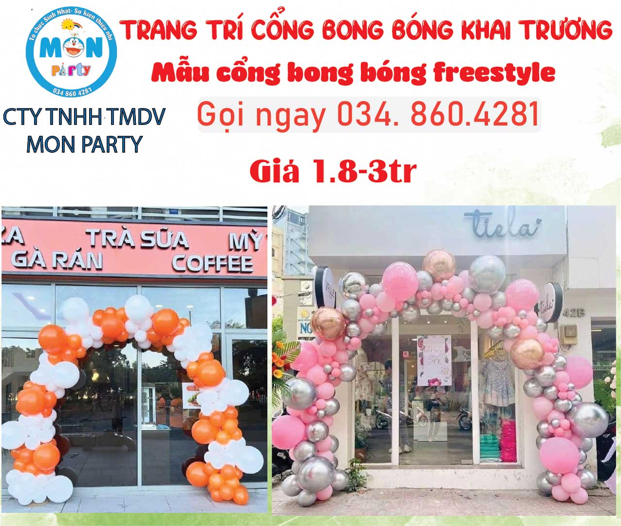 Trang trí cổng bong bóng sự kiện cong-bong-bong-khai-truong-tra-sua